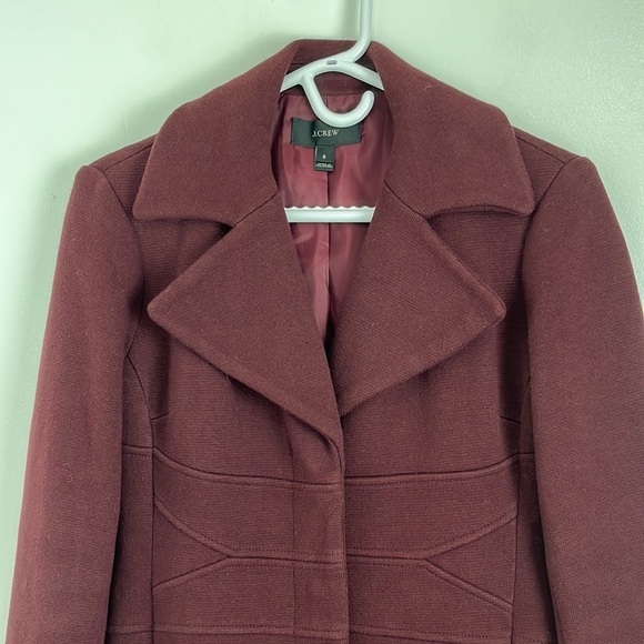 J Crew Burgundy Snap Closure Dress Coat - Picture 5 of 10